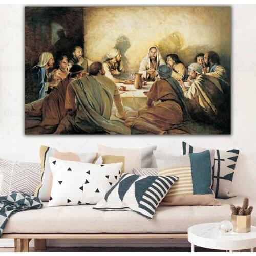 Jesus From Ultima Poster Jesus Last Supper Christian Canvas Painting Wall Art Decoration