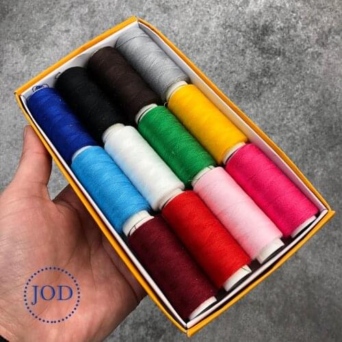 JOD 12PCS Color Polyester Sewing Thread Sewing Machine Line Sewing Thread on Cone Small Spool of Household Hand Stitching DIY