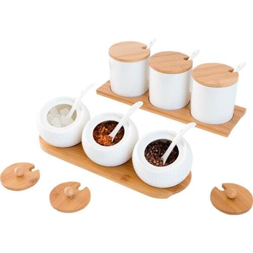 Nordic style household ceramic storage tank with cover for restaurant dining table creative seasoning storage box