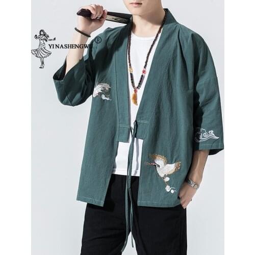 Kimono Cardigan Men Japanese Kimono Traditional Beach Thin Holiday Asian Clothes Yukata Male Fashion Casual Shirt Cotton Kimonos