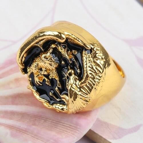 Gothic Punk Animal Rings for Women Retro Wedding Jewelry Vintage Rock Dragon Eagle Fighting Men Ring Statement Accessories