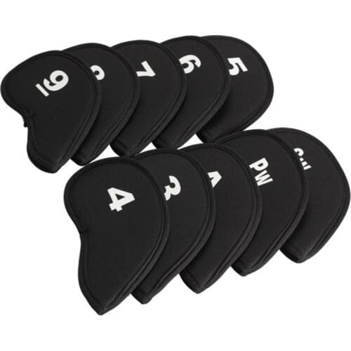 10Pcs/set Golf Iron Head Covers Iron Putter Protective Black Window Golf Club Iron Head Protector Golf Accessories