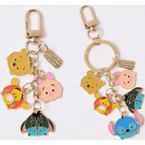 Disney Cute Keychain Stitch Tigger Winnie The Pooh Cartoon Anime Figure Hardware Kingring Kawaii Car Bag Pendant Decoration Gift