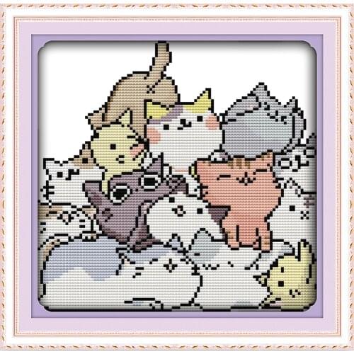 The lovely cats cross stitch kit animal cartoon picture aida 14ct print count stitching embroidery DIY handmade needlework plus