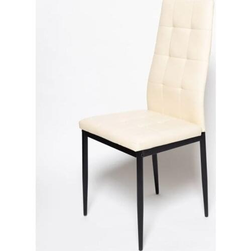 High Back Dining Chair for Kitchen European Modern Minimalist Style, Leather Seat Cushion Comfortable and Soft, 1 Piece Beige
