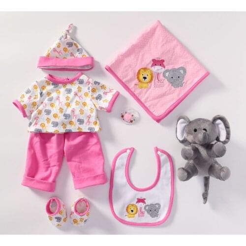 Doll clothes fits 50-55CM doll dress reborn baby doll clothing set with magnetic pacifier high quality cotton dress