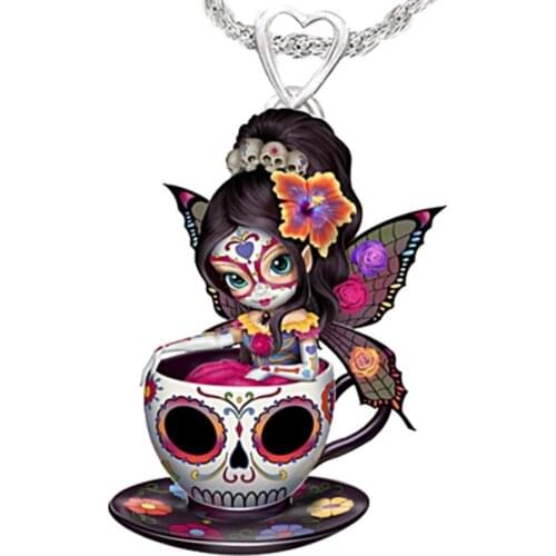 Halloween Necklace Necklace for Women Accessories for Women Gothic Devil Cup Butterfly Necklaces Fairy Wings Choker Wholesale