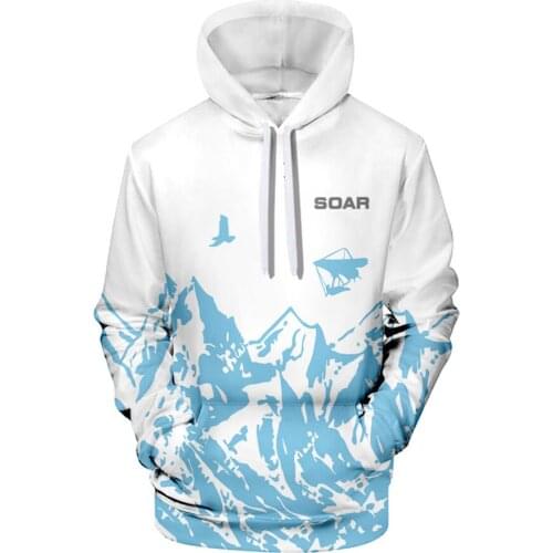 Manufacturers ship mens clothing, snow mountain, creative printing 3D digital printing pullover 3D drawstring hooded sweater