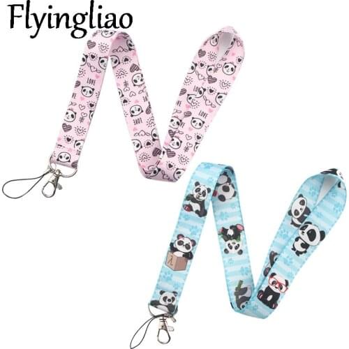Cute panda Neck Strap Lanyards ID badge card holder keychain Mobile Phone Strap Gift Ribbon webbing necklace Decorations Gifts