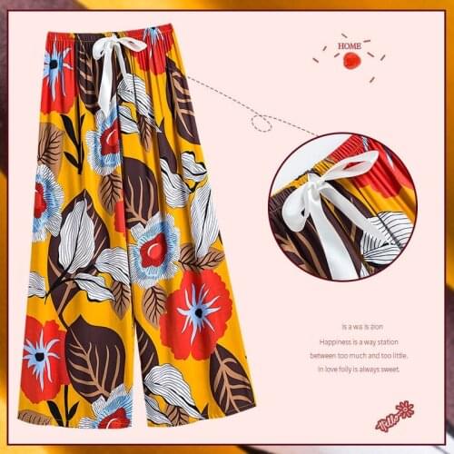 Sanderala Summer Women Cotton Pajama Bloomers Pants 2021 Elastic Loose Trousers Waist Solid Pajamas Bottom Home Sleep Underwear