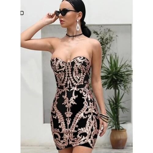 Feelycc Women Sexy Off Shoulder Sequin Backless Dresses Female Mini Elegant Bodycon Dress