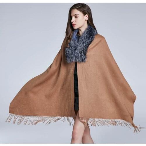 Fox Fur Coat Shawl female Winter Scarf Real Fur cloak Cashmere Warm Pure Fox Fur Collar 2021 New Warmth Party Fashion