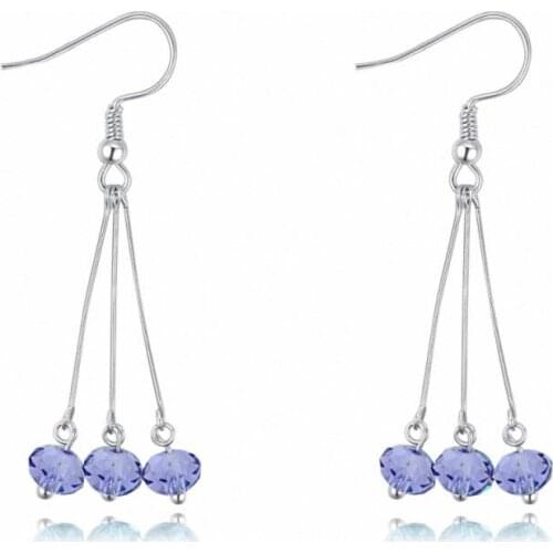 TRACYSWING Brand Real Austrian Crystals Fashion trendy Dangle Earrings For Women Gift White Gold Color #TW131849