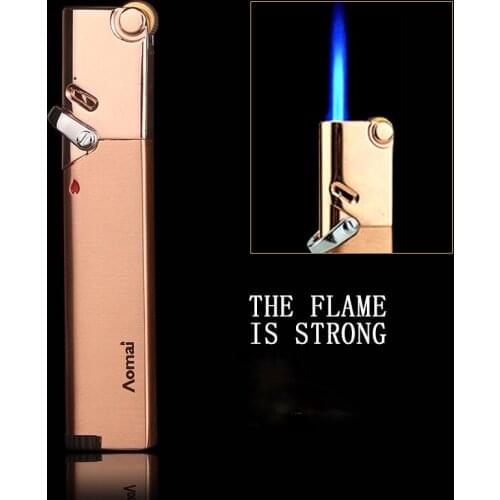Ultra Thin Lighter Butane Torch Turbine Metal Windproof Lighter Cigar Tube Kitchen Outdoor Male and Female Smoking Tool