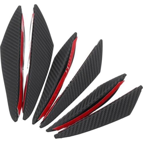 6Pcs Universal Carbon Fiber Look Car Front Bumper Fins Spoiler Wing Lip Splitter C66