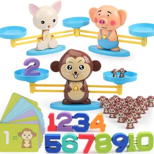 Monkey Balance Scale game Math Match Board Toys Puppy Number Balance Games Kids Montessori Educational Toy