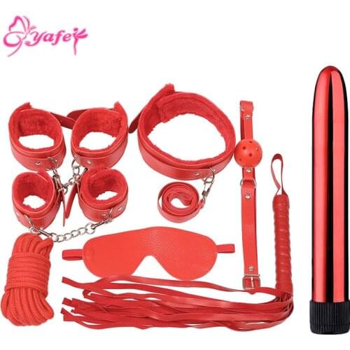 Vibrator Sexy Adjustable PU Leather Plush Handcuff Ankle Cuff Restraints Bondage Sex Toy Restraints Sex Bondage Exotic Toy