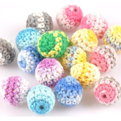 16mm 10pcs Mix color Crochet Beads Woolen Yarn For Choose Knitted By Cotton Thread for Jewellery Making MT2088