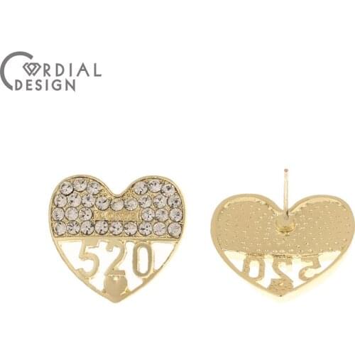 Cordial Design 50Pcs 20*22MM Jewelry Accessories/Heart Shapes/Hand Made/Earring Findings/DIY Making/Rhinestone Earrings Stud