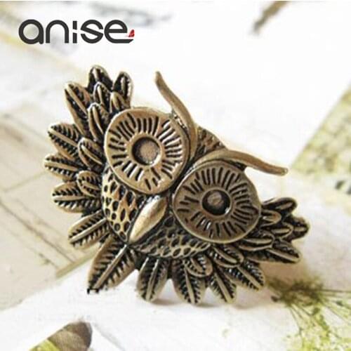 Anise Vintage Bronze Owl Rings Bohemia Punk Woman Animals Adjustable Finger Ring Fashion Statement Party Jewelry Bague Femme