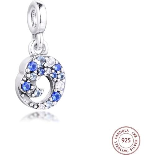 Fandola Fits Europe Me Bracelet 925 Sterling Silver My Blue Ocean Wave Dangle Charms Beads for Jewelry Making Bijoux Femme 2020