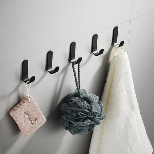 2pcs Hanger Hook Punch Free Wall Door Mounted Coat Hook Key Towel Hat Bag Storage Hanger Waterproof Home Bathroom Kitchen Hooks