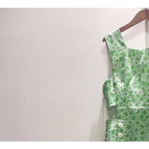 2021 Summer Womens Midi Dress Daisy Print Sling Split Dress Show Waist Dress with Buttons100% Viscose Ladies Suspender Robe
