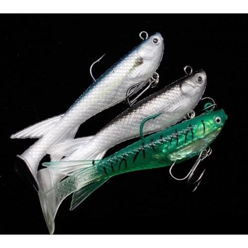 3 Pcs/Lot 100 mm 15g Soft Silicone Fishing Lure Minnow With Treble Hook Worms Wobblers Artificial Bait Bass Tackle Jigs L67