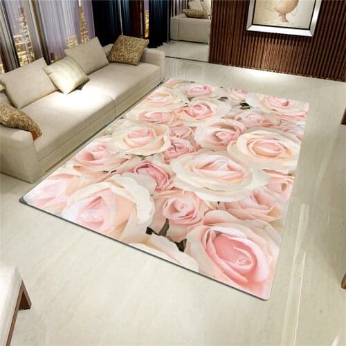 Rose Carpet 3D Mat For Living Room Flower Rug Bathroom Anti-slip Absorb Mat Kitchen Rug Home Decor Doormat Custom Carpet Big
