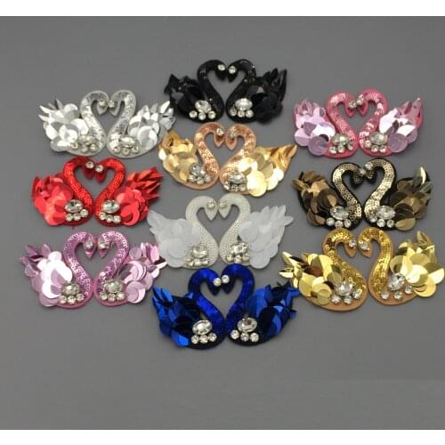 5Pairs Colorful swan paste patch Sew on beaded applique decoration women 's clothing accessories A041