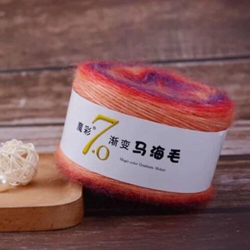 50g Gradient Long Plush Mohair Yarn Fine Quality Hand-Knitting Thread For Cardigan Scarf Suitable for Woman