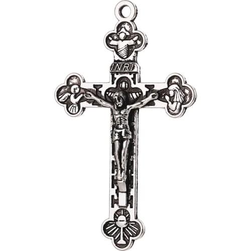 Diy Jewelry Making Accessories Cross Charms Jesus Catholic Christian Zinc Alloy Material Wholesale Pendants For Necklaces 12PC
