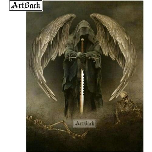 5d diy diamond painting skull wings embroidery full square & round landscape handmade mosaic canvas art resin crafts 50x65cm