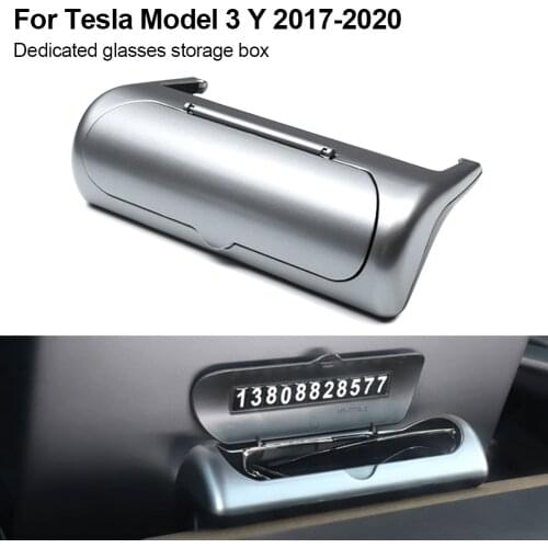 Top Car Glass Holder Dashboard Sunglasses Storage Box with Parking Number for Tesla Model 3 Y 2017-2021 Car Interior Accessories