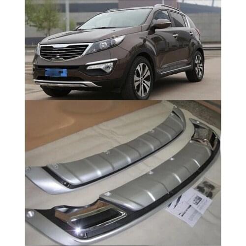 Free shipping 2 pcs Front ABS Chrome Rear Bumper Guard Protector Skid Plate for Kia Sportage R 2010 2011 2012 2013 2014