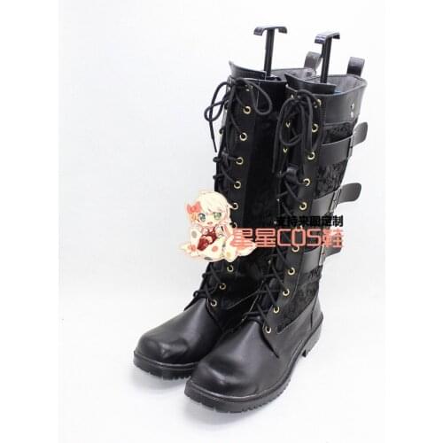 Tokyo Ghoul Kirishima Ayato Black Halloween Long Leather Cosplay Shoes Boots X002