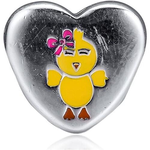 CKK 925 Sterling Silver You're My Favorite Chick Charms Heart Beads Fits Original Bracelet DIY Jewelry Making Accessories