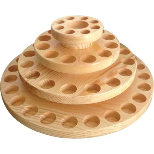 Handmade Rotating Display Wooden Shelf Circle Rack for Essential Oil Bottles Luggage Or Cosmetics Medicine Sorting