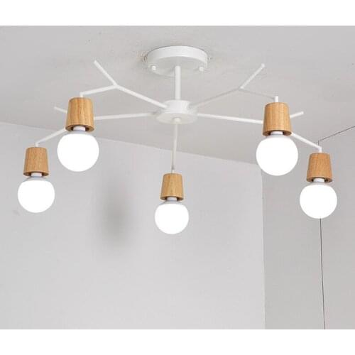 E27 Wood LED Ceiling Lights Living Room Bedroom Modern Ceiling Lamp Modern Lustres De Sala Plafon luminarie lights 3/5/8 Light