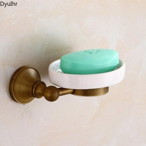 DyuIhr Nordic wall-mounted copper ceramic toilet drain soap holder oval shelf perforated installation bathroom accessories