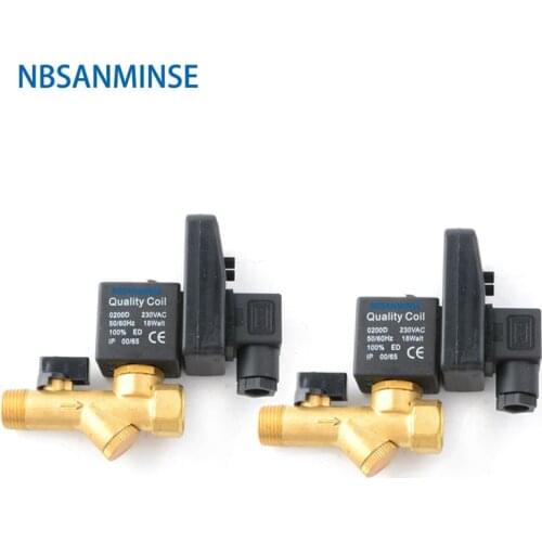 NBSANMINSE Electronic Drain Valve G1/2 1.6 Mpa SR-B-15 Brass Solenoid Valve DC24V AC220V Air Compressor Drainer