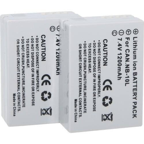 Hot 2Pc 1200mAh 7.4V NB-10L batteries NB 10L Camera Battery for Canon SX40 HS SX40HS SX50 HS SX50HS G1 X G1X G15 G16 SX60 HS G3X