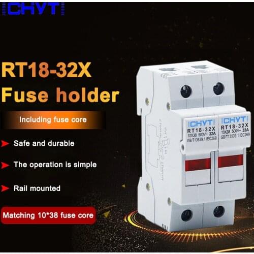 1Sets 2Pole 10*38mm 2P Fast blow Ceramic Fuse with holder fuse base 250V 1A 2A 4A 6A 8A 10A 16A 20A 25A 32A RO15 RT18 RT14