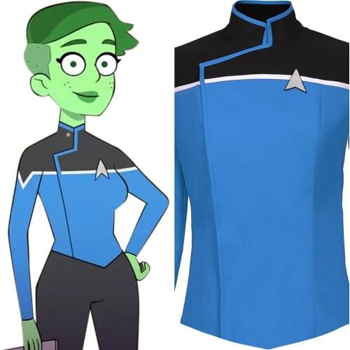 Star Cosplay Trek Lower Decks Costume Blue Uniform Adult Men Shirt Top Suit Halloween Carnival Costumes