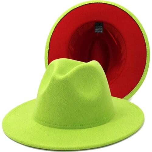 Bottom Red Wool Felt Women Elegant British Church Style Romance Fedora Hat HIgh Quality Vintage Jazz Panama Men Fedora Hat