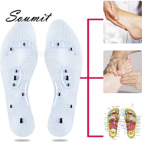 Magnetic Massage Insoles for Women Men Foot Acupressure Weight Loss Transparent Shoes Pads Therapy Slimming Insole Feet Care Pad