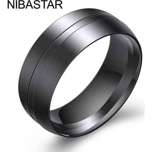 New Arrival Trendy 100% Titanium Steel Rings For Men Black Party Rings 8MM Wide Males Finger Ring Jewelry Size 7-12