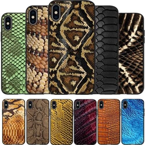 Snake Skin Printing Black TPU Silicone Soft Phone Case For iPhone 11 12 Pro X XR XS MAX 5 6 7 8 Plus SE 2020