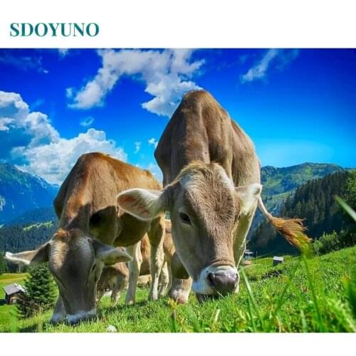 SDOYUNO Acrylic Painting By Numbers Animals DIY Paint By Numbers On Canvas Scenery Handpaint 60x75cm Frameless Draw Number