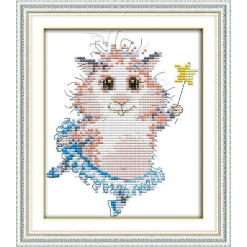 A dancing mice cross stitch kit aida 14ct 11ct count printed canvas stitches embroidery DIY handmade needlework